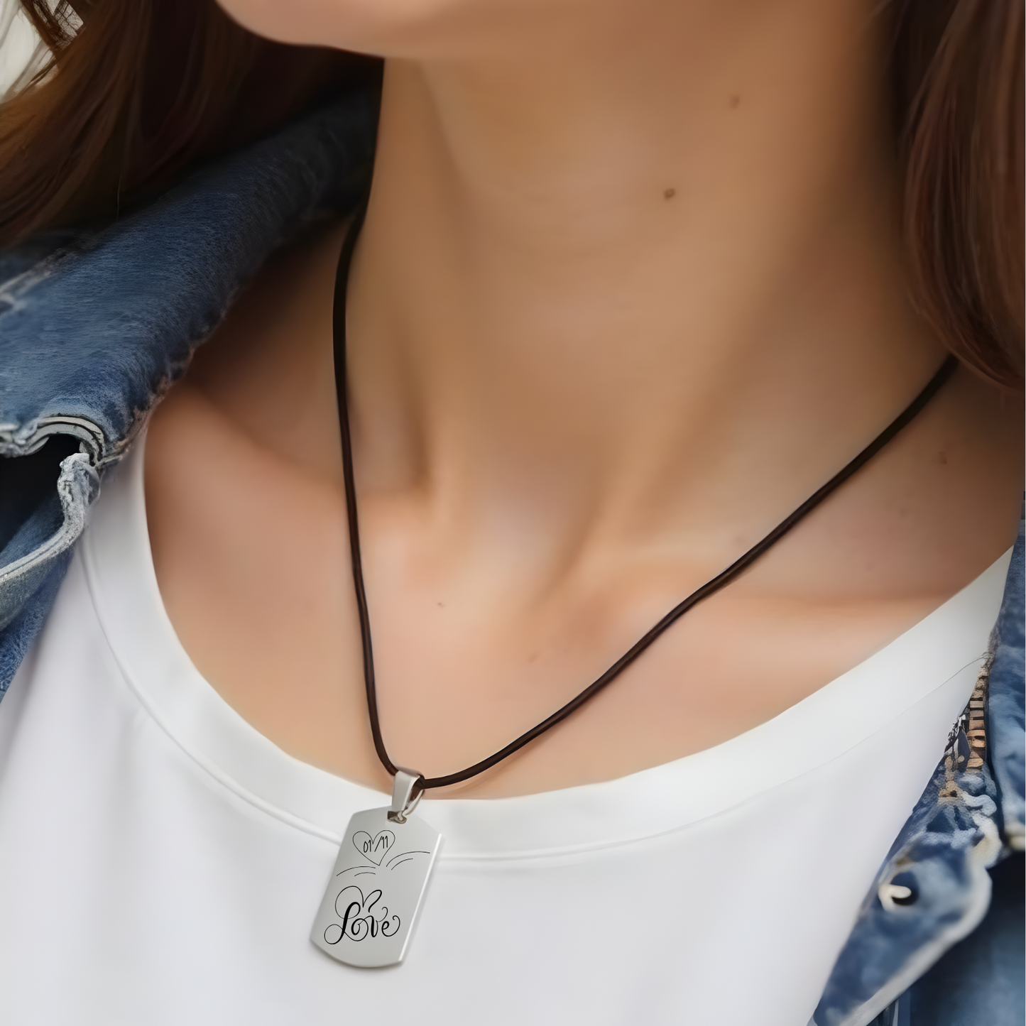 Personalized Love Tag Necklace – Custom Engraved Pendant