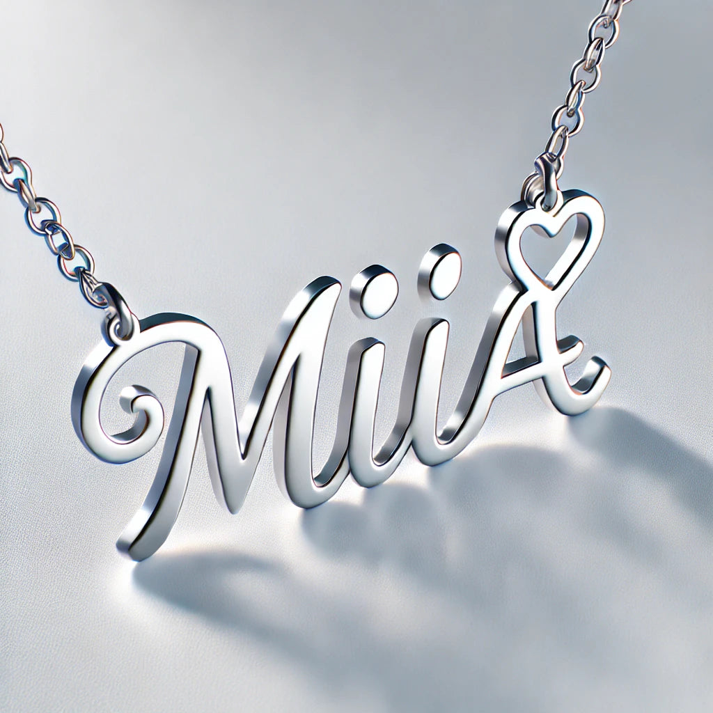Custom Sterling Silver 'Mia' Necklace with Whimsical Vines and Hearts - La Voila Jewelry