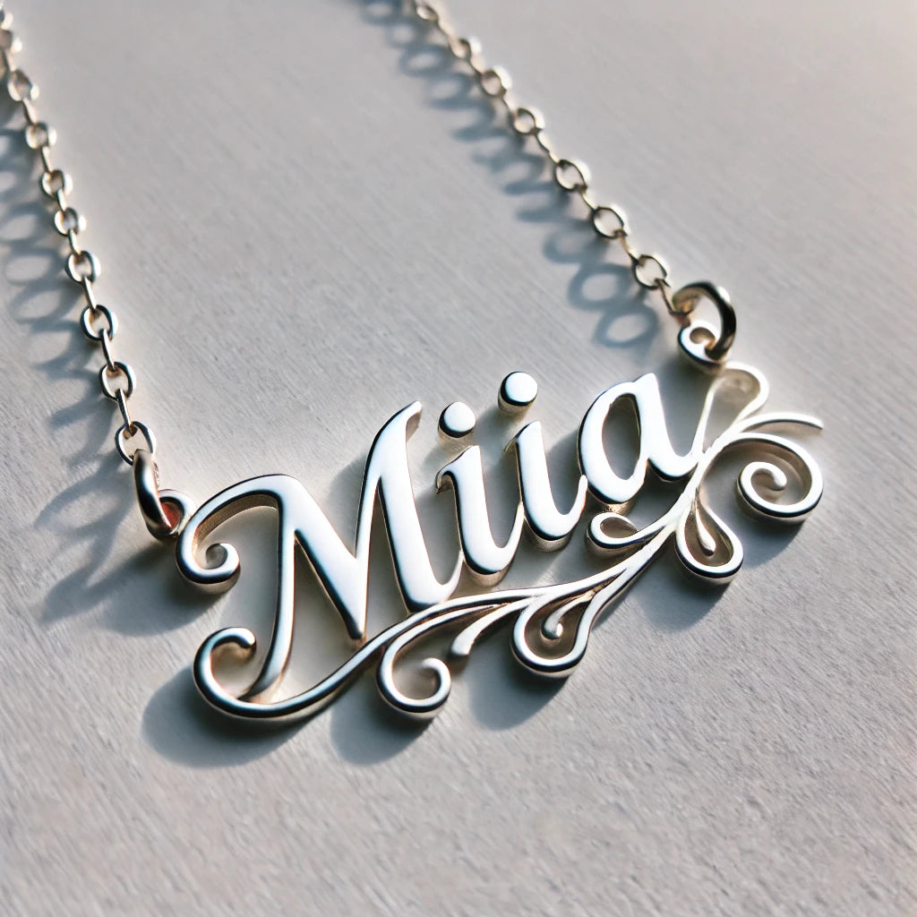Custom Sterling Silver 'Mia' Necklace with Whimsical Vines and Hearts - La Voila Jewelry