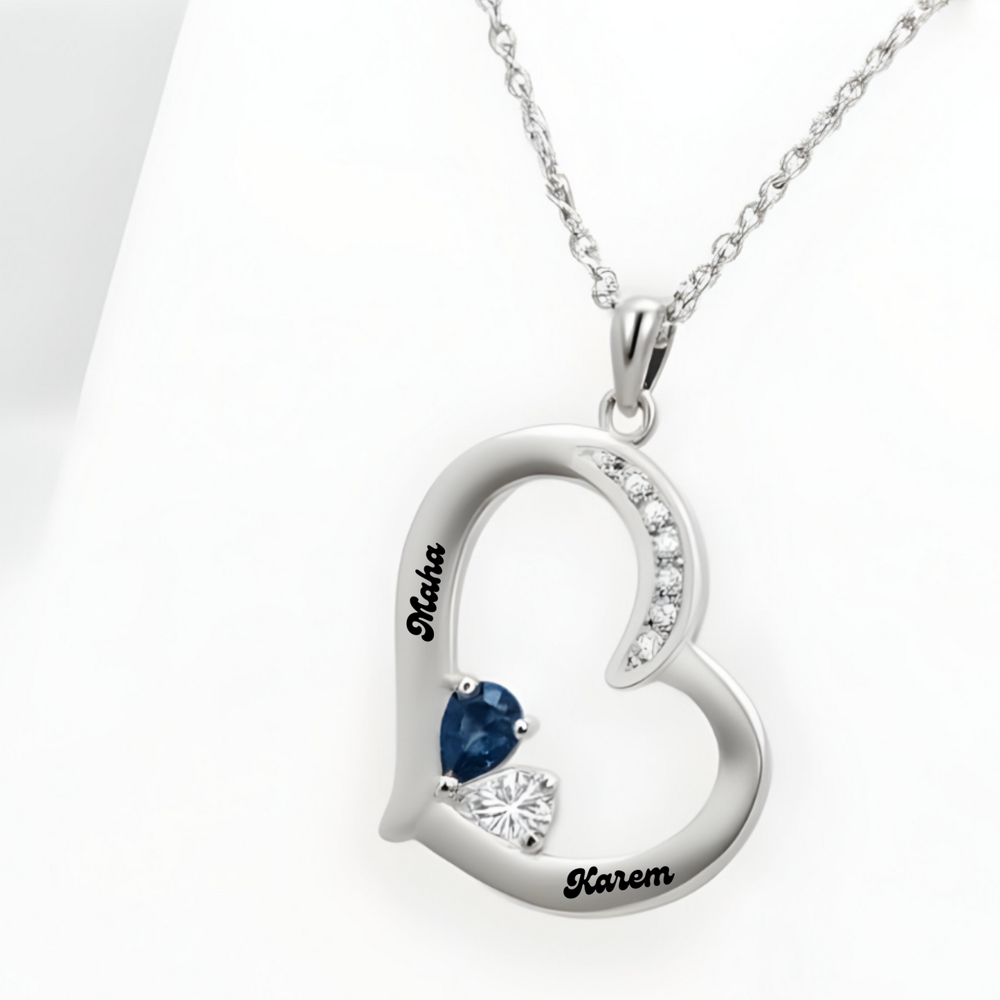 Personalized Birthstone Heart Necklace