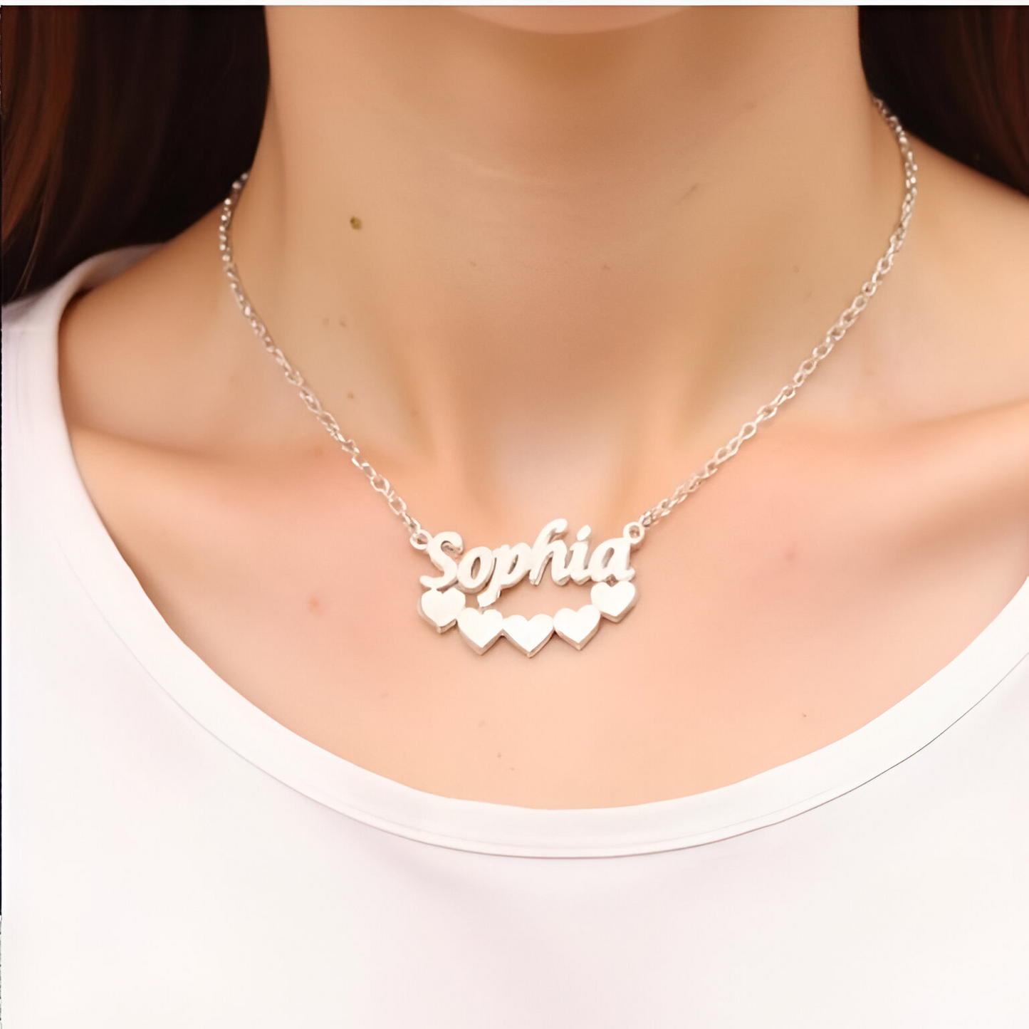 Personalized Silver Heart Name Necklace