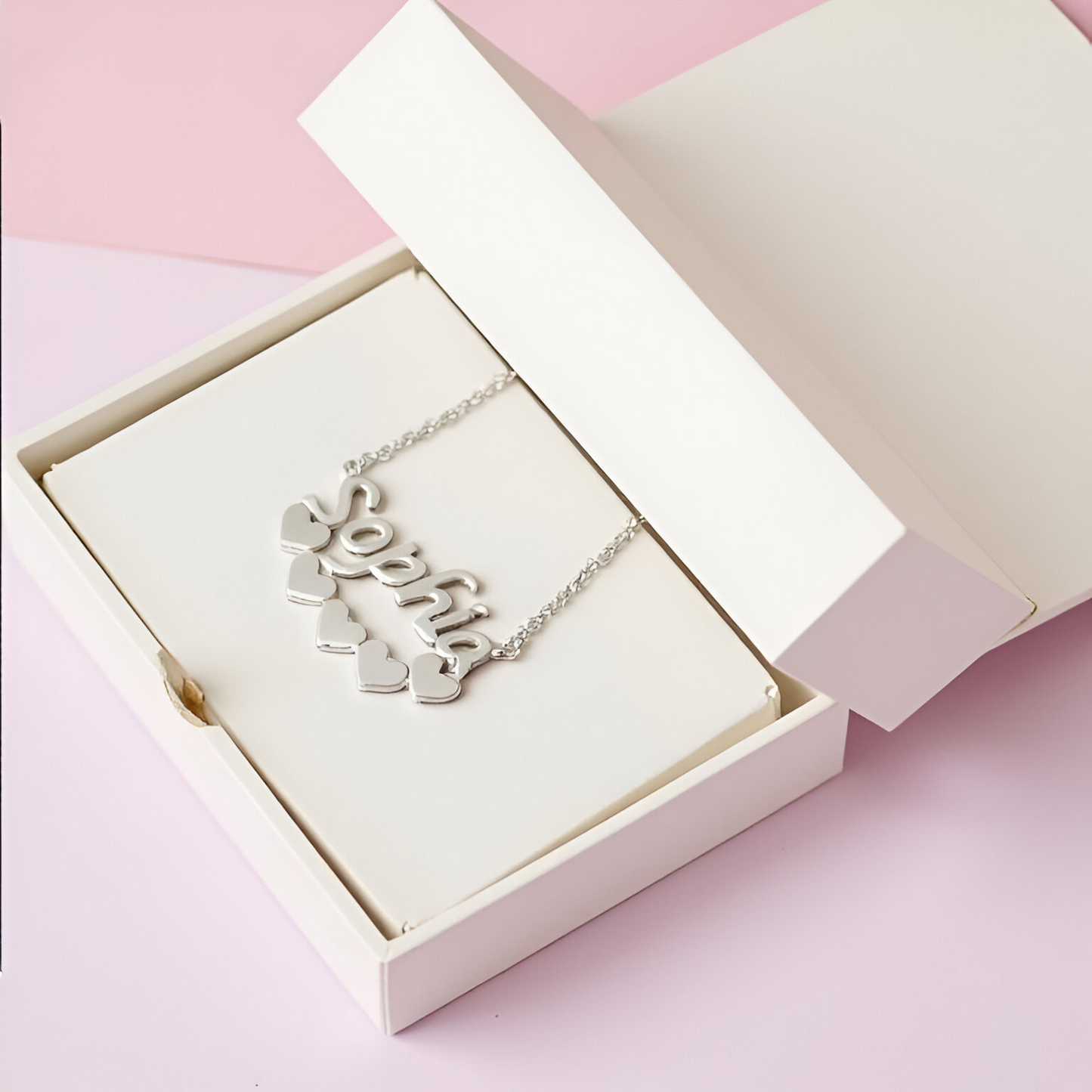 Personalized Silver Heart Name Necklace