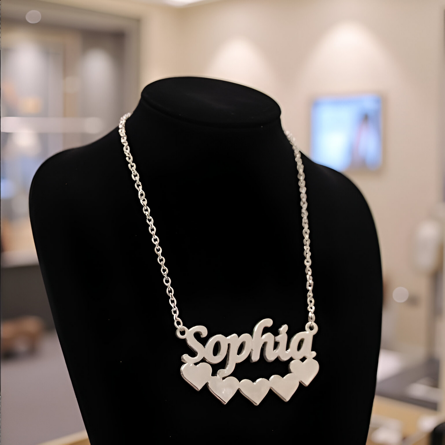 Personalized Silver Heart Name Necklace