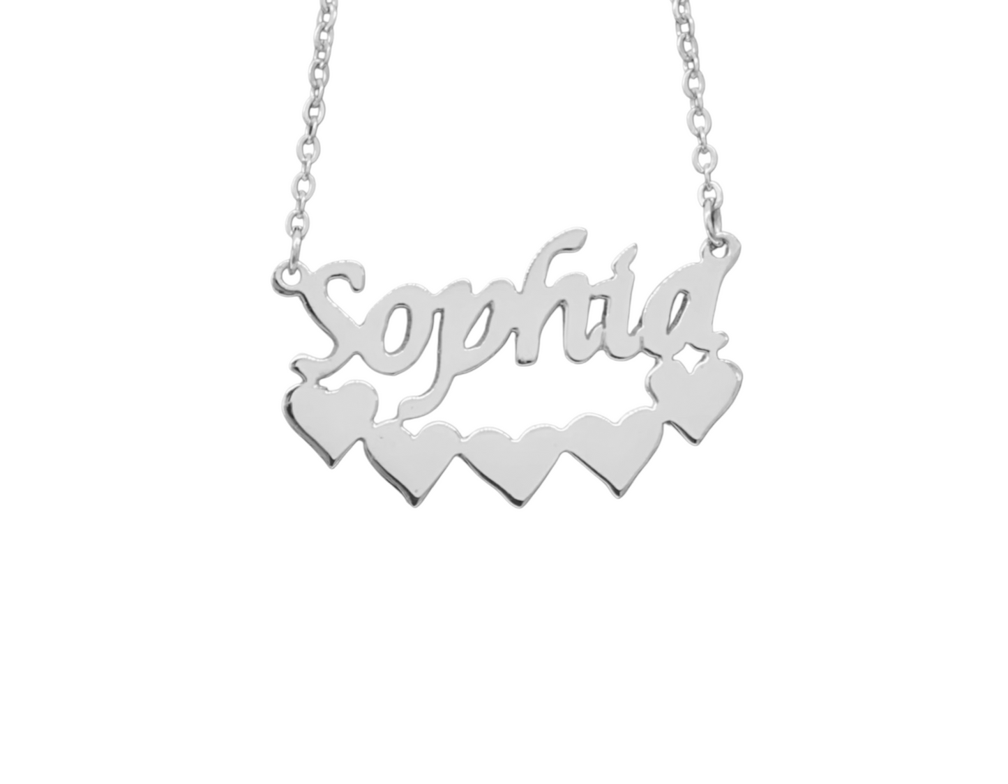 Personalized Silver Heart Name Necklace