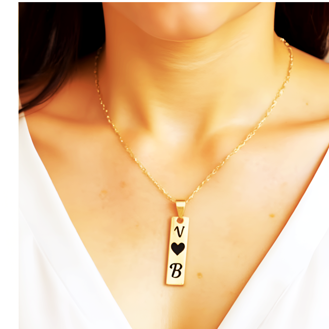 Personalized Vertical Bar Pendant Necklace – Customizable Design