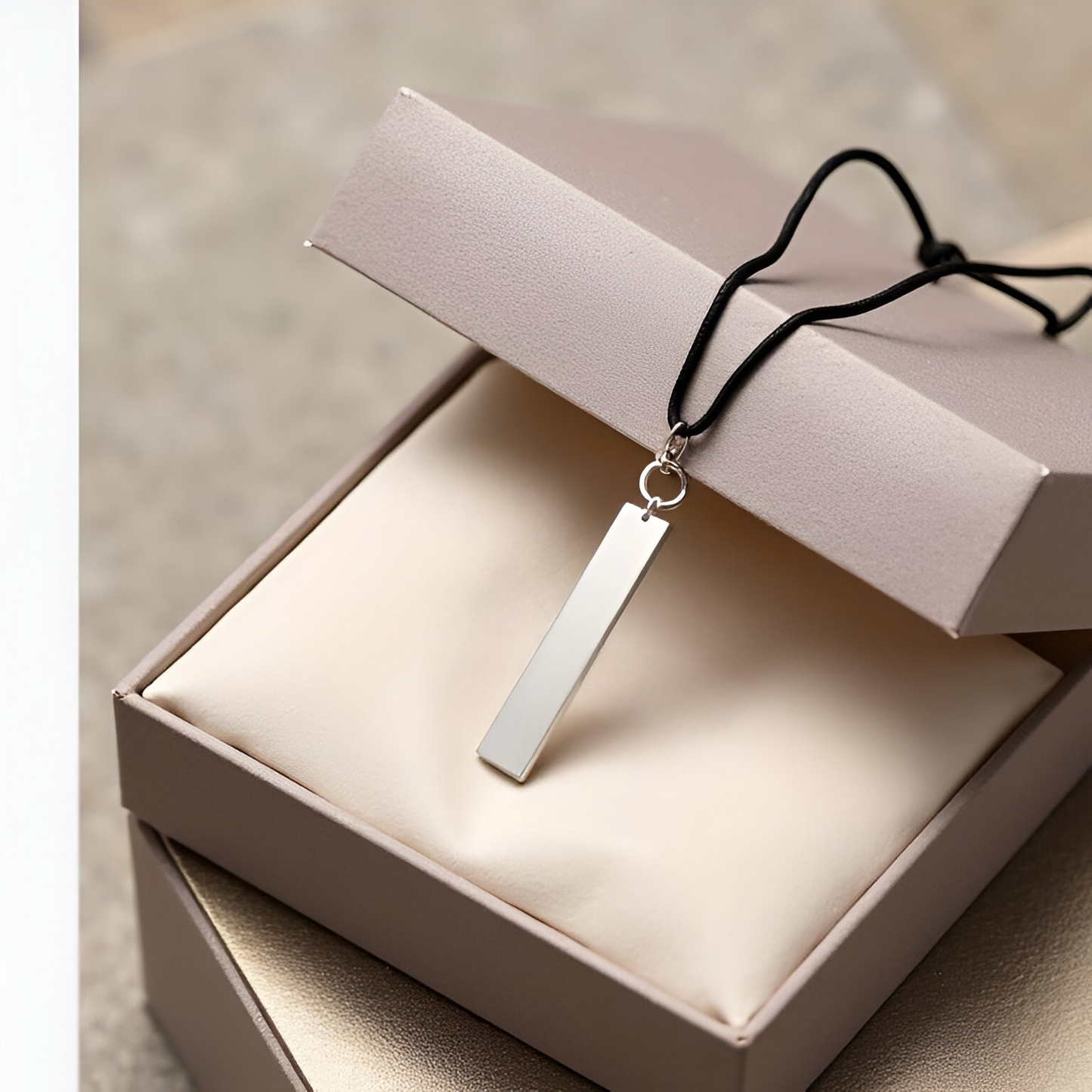 Personalized Vertical Bar Pendant Necklace – Customizable Design