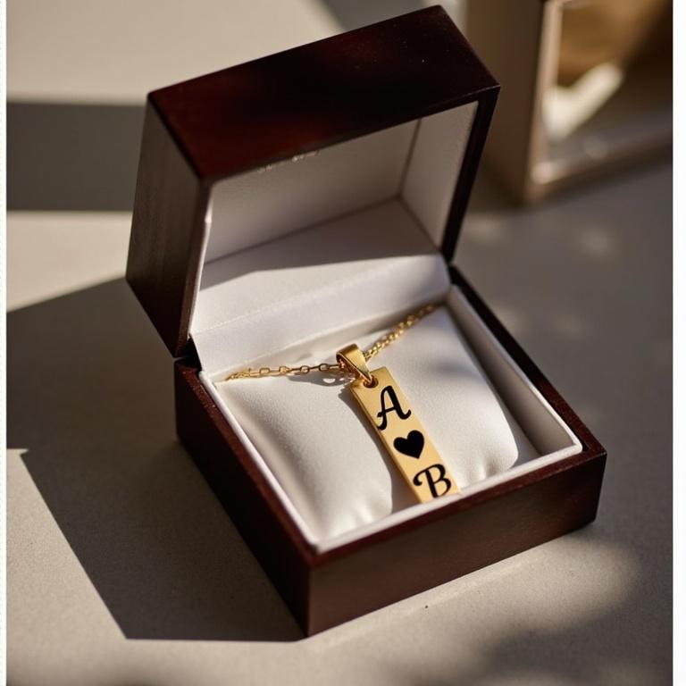 Personalized Vertical Bar Pendant Necklace – Customizable Design
