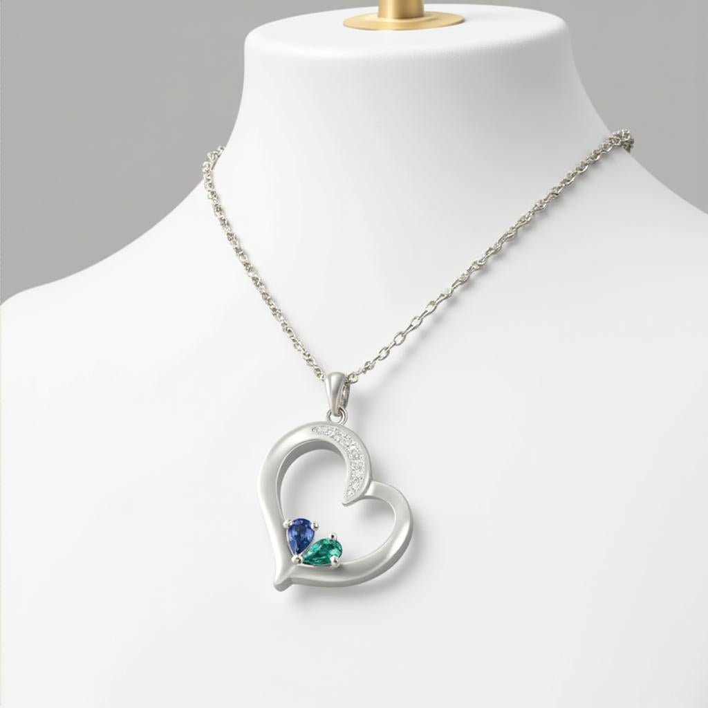 Personalized Birthstone Heart Necklace