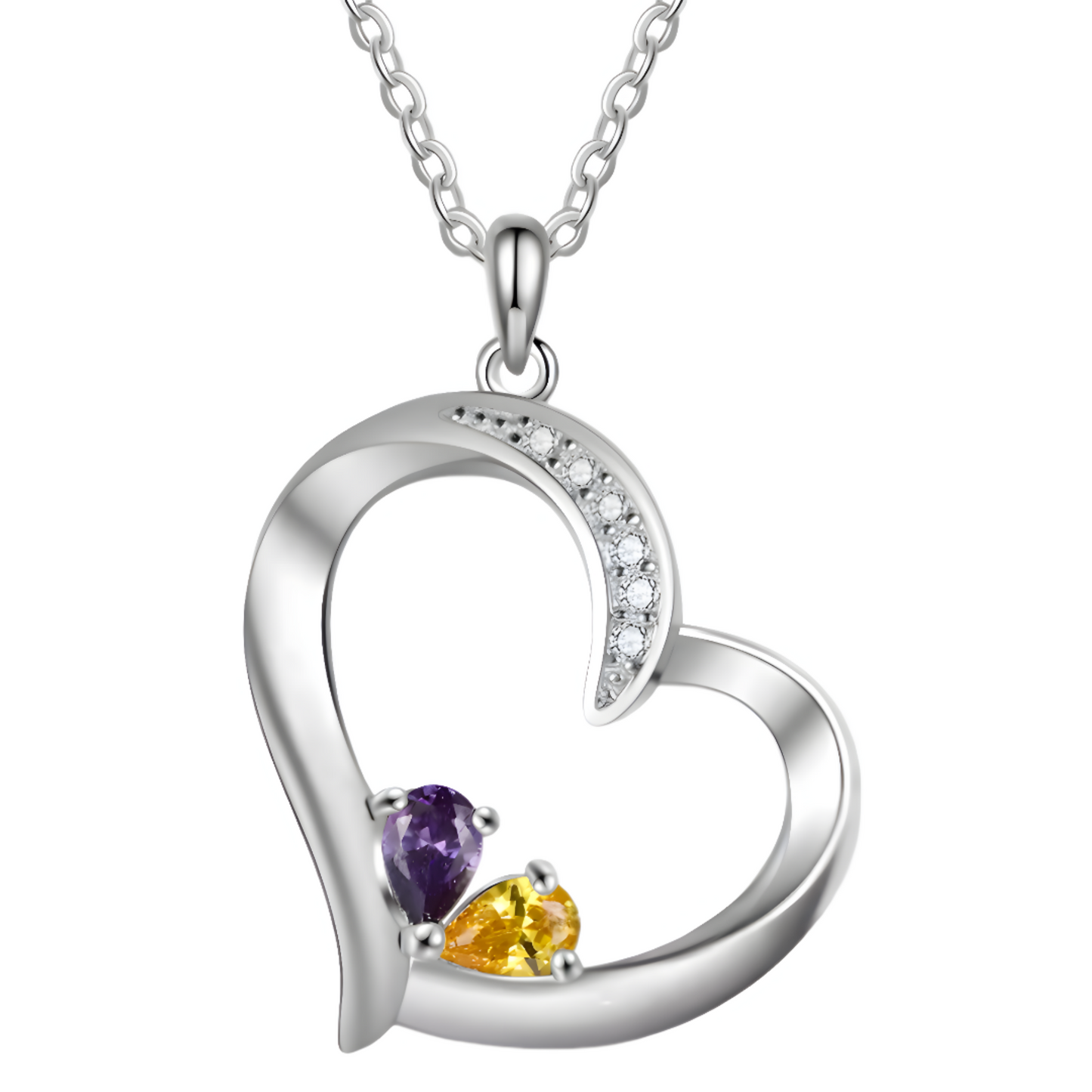 Personalized Birthstone Heart Necklace