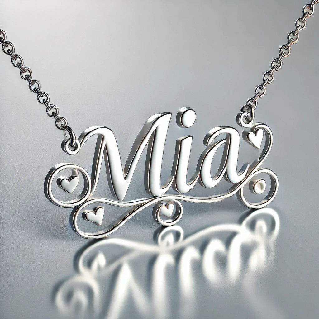 Custom Sterling Silver 'Mia' Necklace with Whimsical Vines and Hearts - La Voila Jewelry