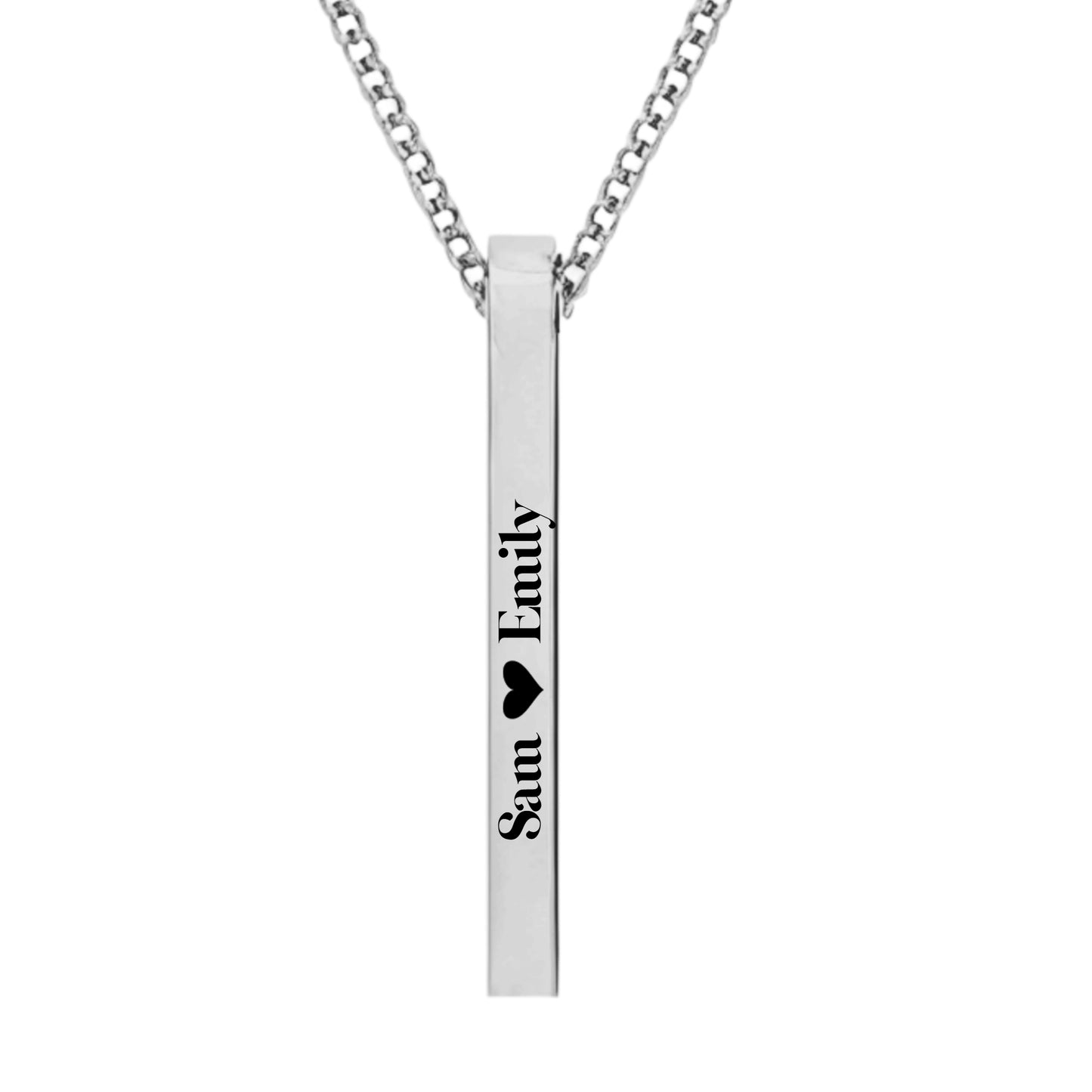 Love Bar - Engraved Necklace Name For Men and Women