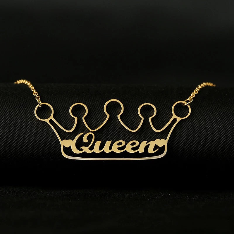 Sterling silver 925 & Gold 14k plated QUEEN Necklace