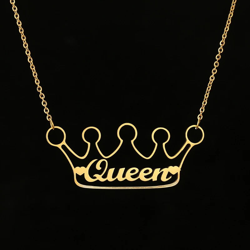 Sterling silver 925 & Gold 14k plated QUEEN Necklace